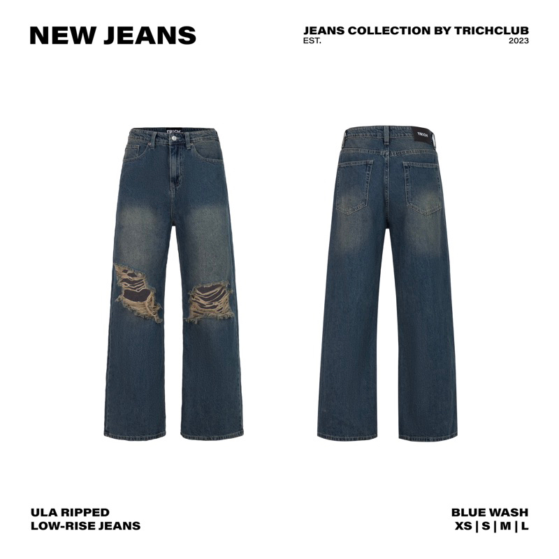 ULA RIPPED LOW-RISE JEANS ( Quần jeans ống rộng TRICH)