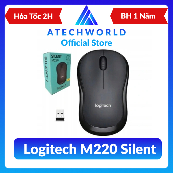 Chuột Không Dây Logitech M220 Silent Không Tiếng Ồn Độ Nhạy Cao - Hàng Công Ty - BH 1 Năm