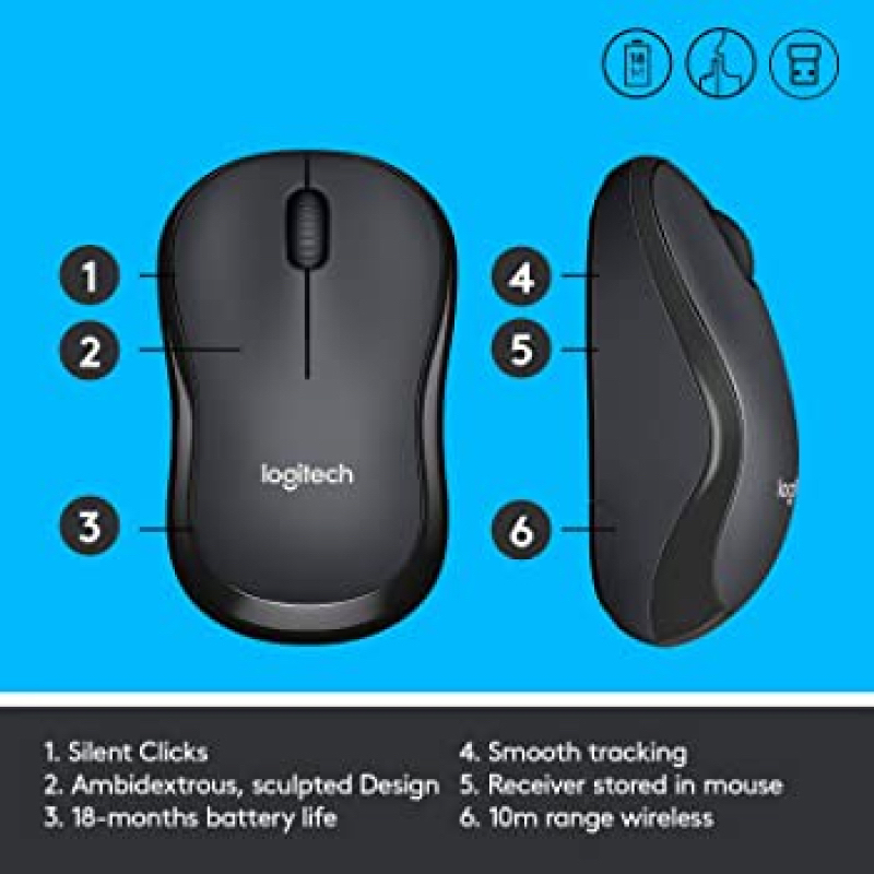 Chuột Không Dây Logitech M220 Silent Không Tiếng Ồn Độ Nhạy Cao - Hàng Công Ty - BH 1 Năm