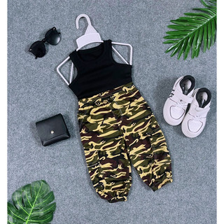 BỘ ÁO 2 DÂY RỜI QUẦN LÍNH HAI MÀU BÉ GÁI 🌸