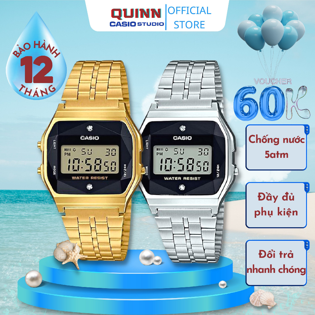 ĐỒNG HỒ CASSIO A159 DIAMOND HÀNG LIMITED SANG CHẢNH DÂY THÉP KHÔNG GỈ BẢO HÀNH 12 THÁNG