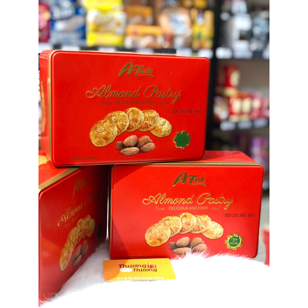 BÁNH HẠNH NHÂN HÀN QUỐC A-TASE HỘP THIẾC QUAI XÁCH- ALMOND AND SESAME PASTRY