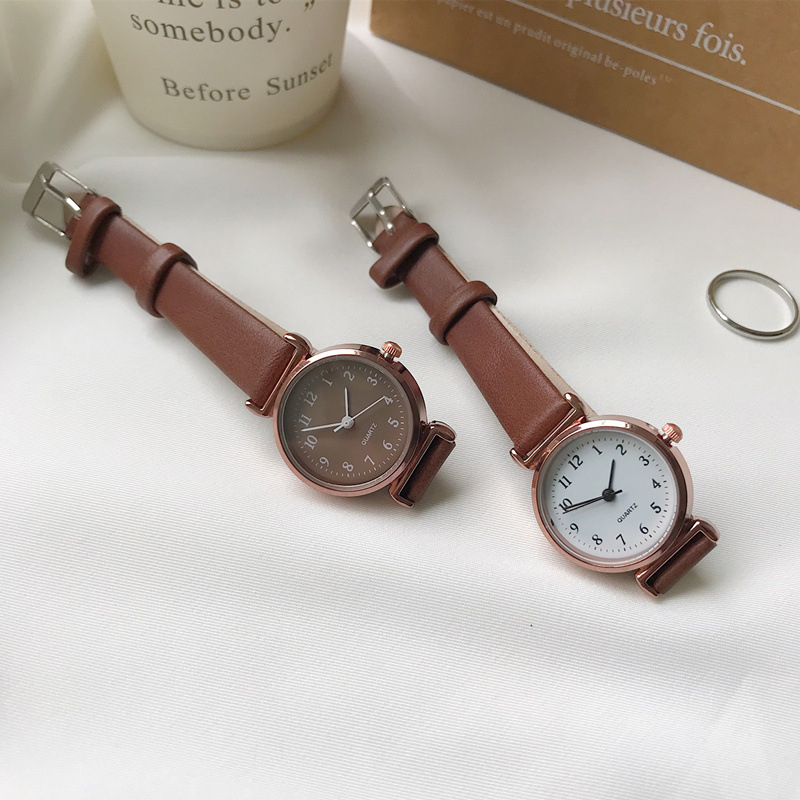 Đồng hồ nữ QUARTZ dây da mảnh đơn giản nhỏ gọn phong cách cổ điển vintagee phù hợp mọi lứa tuổi | BigBuy360 - bigbuy360.vn