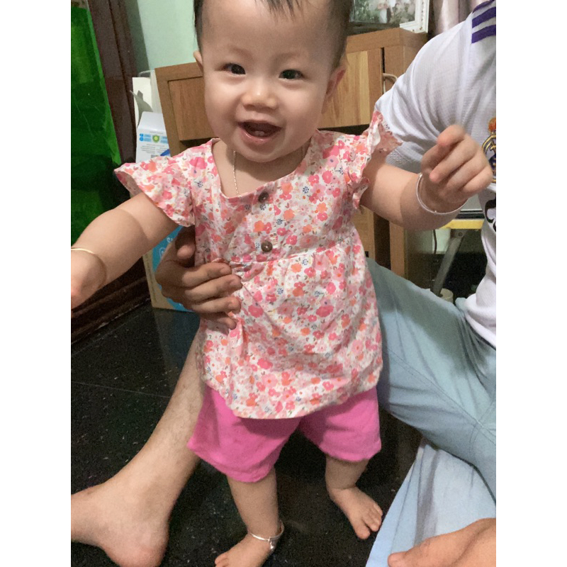 Set đồ cho bé gái cánh tiên phối hoa thiết kế đơn giản chất liệu linen cotton cho bé