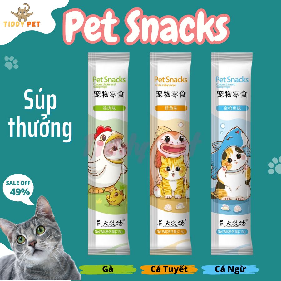Súp Thưởng Pet Snack 15gr - Súp Dinh Dưỡng Dành Cho Mèo -Tiddy Pet Shop