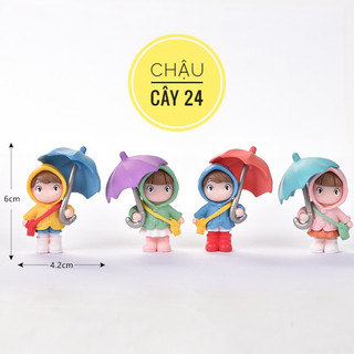 Mô hình tiểu cảnh cô gái mưa trang trí sen đá, xương rồng, terrarium, charm slime