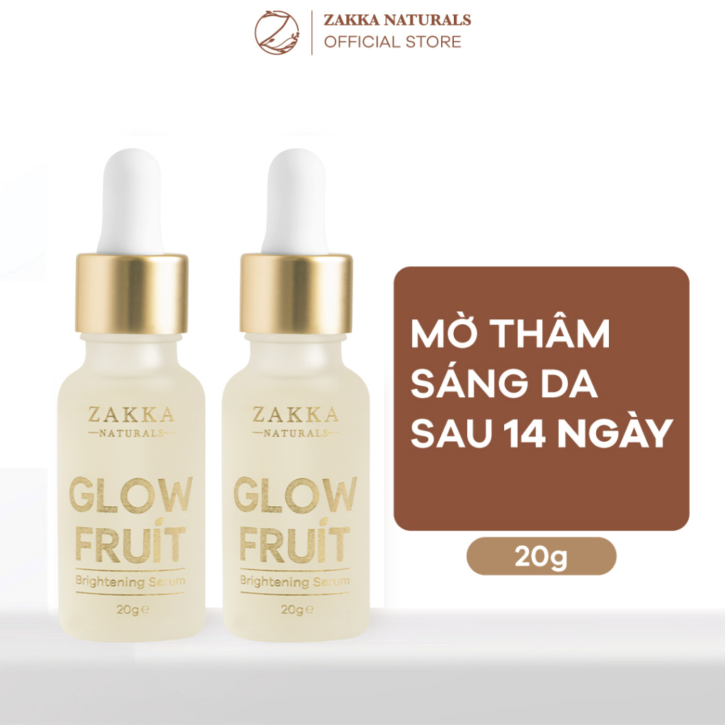 Bộ 2 Serum Vitamin C Zakka Naturals Glow Fruit Brightening Sáng Da, Mờ Thâm, Căng Bóng Và Chống Lão Hóa 20mlx2