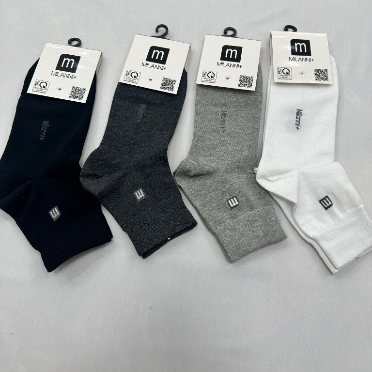 MILANNI+ - Vớ,Tất cổ trung trơn nam Milanni+ cao cấp 100% cotton khử mùi,thoáng khí, không bai, không xù
