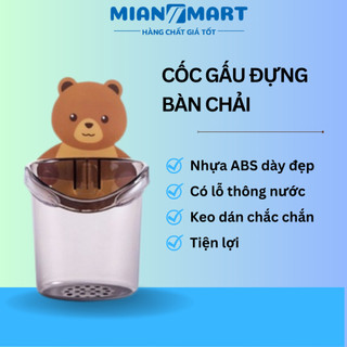 Cốc đựng bàn chải, kem đánh răng gắn tường hình gấu - cốc gắn tường hình gấu – MIAN MART