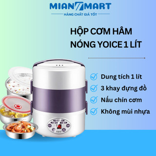 Hộp cơm cắm điện hâm nóng, 3 ngăn inox nắp chống tràn, hộp cơm văn phòng có hẹn giờ- MIAN MART
