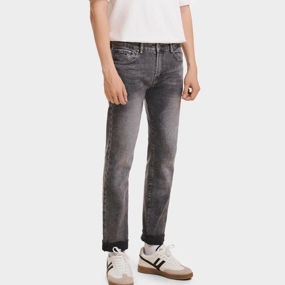 Quần jean nam Satoshi SAQJ34 xám trơn wash basic, form slimfit co giãn trẻ trung