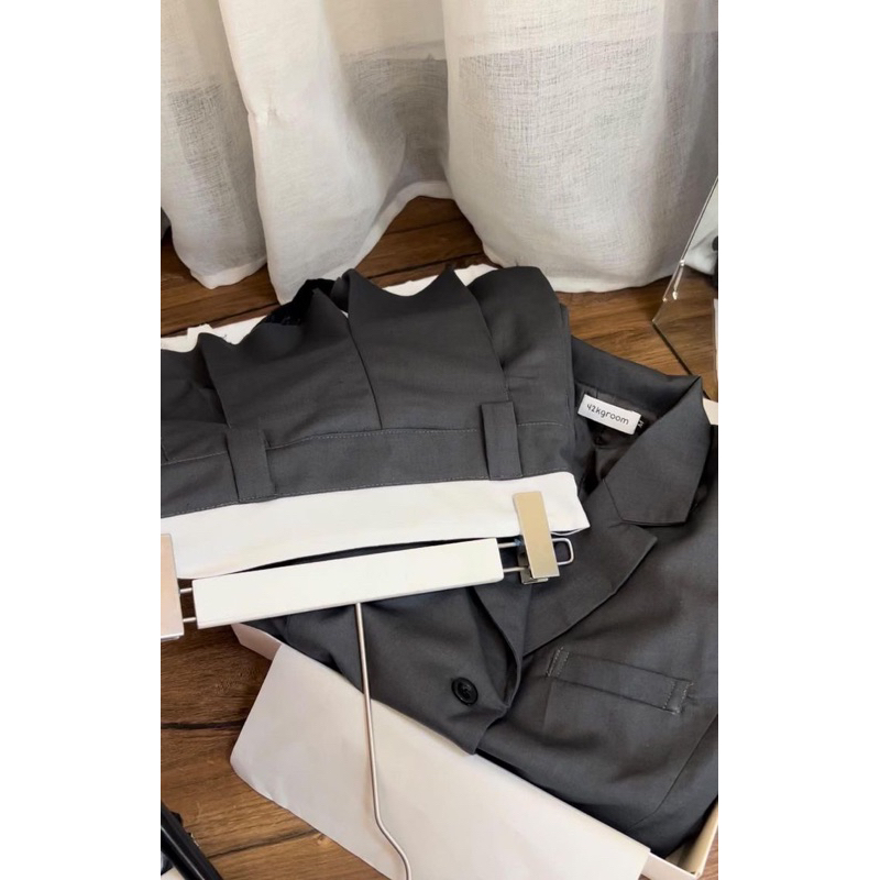 SET BLAZER 2 LỚP CROPTOP + CHÂn VÁY XINH