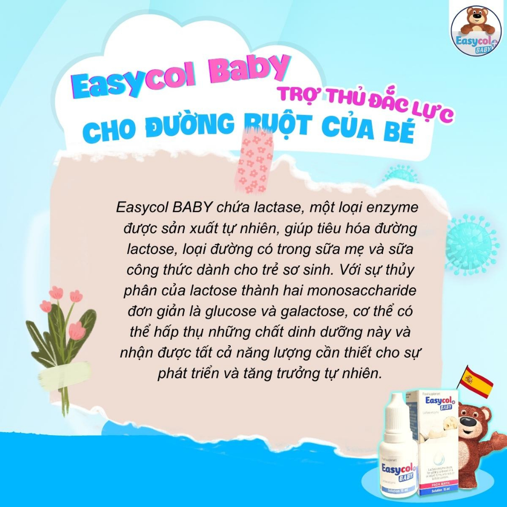 Men Enzym Lactase Easycol Baby cho trẻ bất dung nạp LACTOSE giảm khóc đêm khóc dạ đề hết tiêu chảy nôn trớ