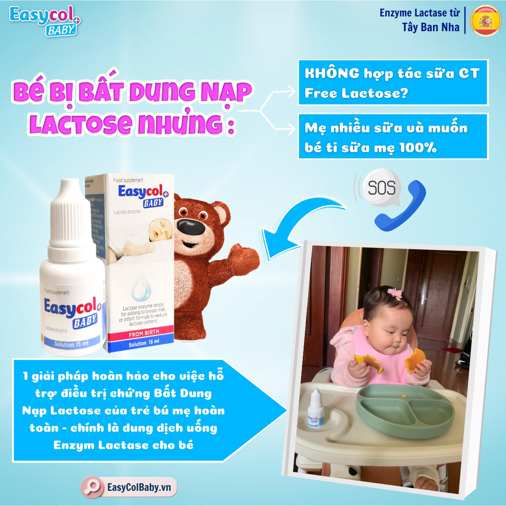 Men Enzym Lactase Easycol Baby cho trẻ bất dung nạp LACTOSE giảm khóc đêm khóc dạ đề hết tiêu chảy nôn trớ