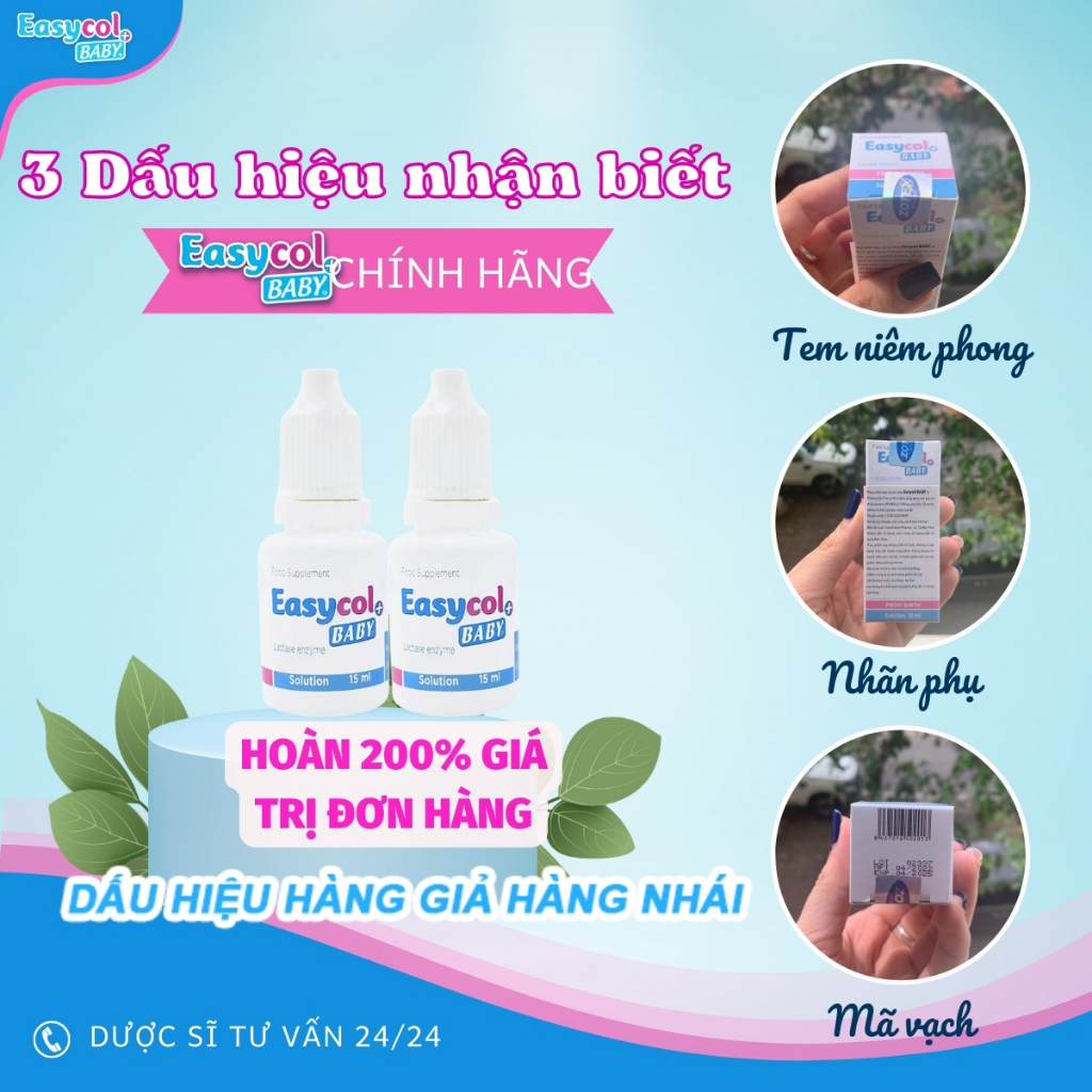Men Enzym Lactase Easycol Baby cho trẻ bất dung nạp LACTOSE giảm khóc đêm khóc dạ đề hết tiêu chảy nôn trớ