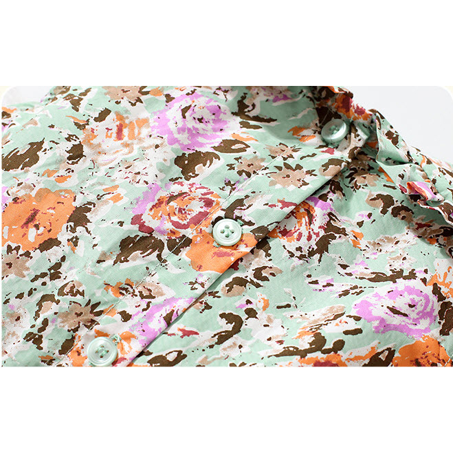 Đầm bé gái LITTLE MAVEN cotton hoa xanh nhúng ngực 4-6 tuổi