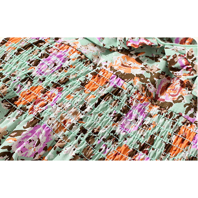 Đầm bé gái LITTLE MAVEN cotton hoa xanh nhúng ngực 4-6 tuổi
