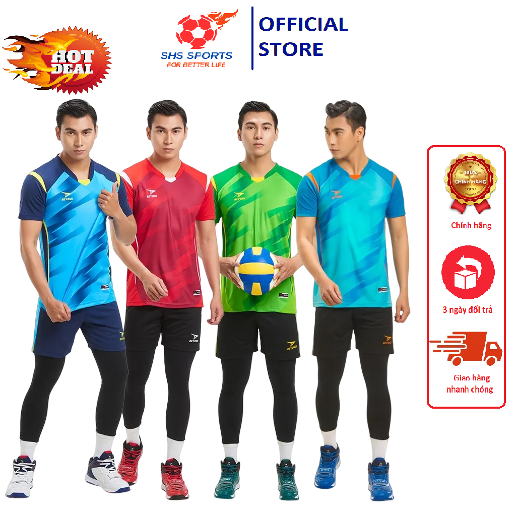 - Bộ Quần Áo Bóng Chuyền NAM BEYONO BOLT - Thiết Kế Trending, Chất Vải Thoáng Mát, Thấm Hút Mồ Hôi