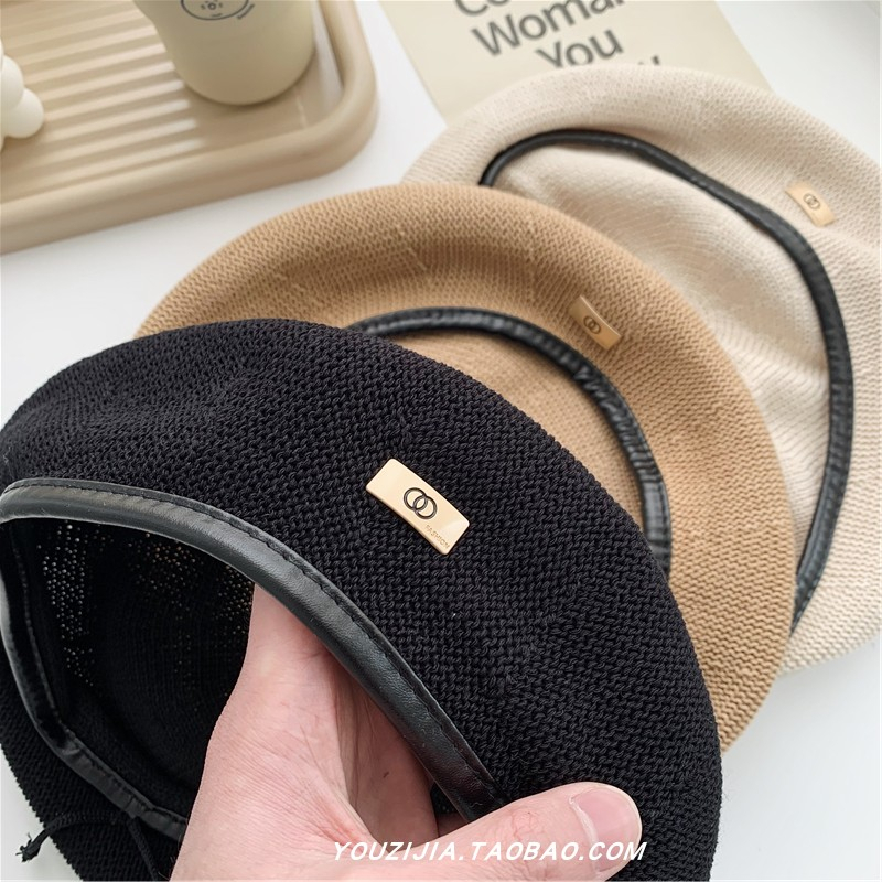 HMH® Mũ beret hè chất liệu lưới thông thoáng khí tag kim loại mới phong cách Hàn Quốc