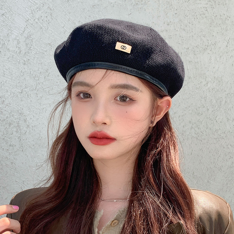 HMH® Mũ beret hè chất liệu lưới thông thoáng khí tag kim loại mới phong cách Hàn Quốc