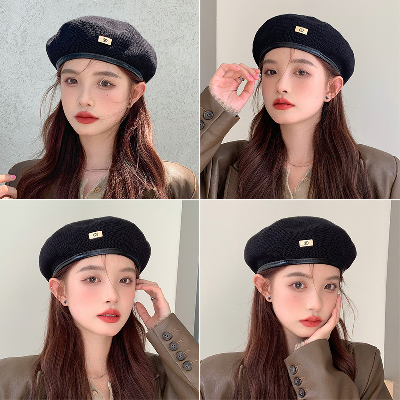 HMH® Mũ beret hè chất liệu lưới thông thoáng khí tag kim loại mới phong cách Hàn Quốc