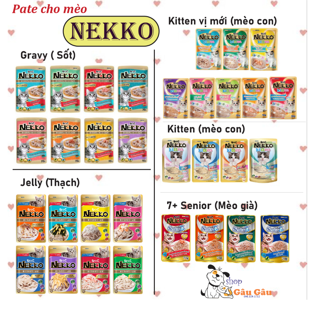 [32 vị] Pate Nekko các loại cho mèo [Gói 70g]