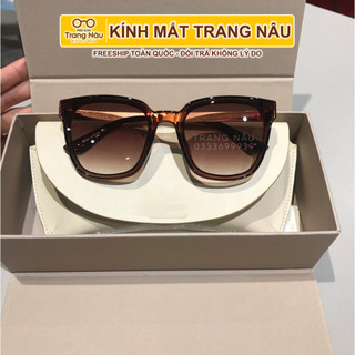 Kính mát nam nữ Trangnâu chống UV400, thiết kế mắt vuông dễ đeo, màu sắc thời trang 6035 nâu đậm