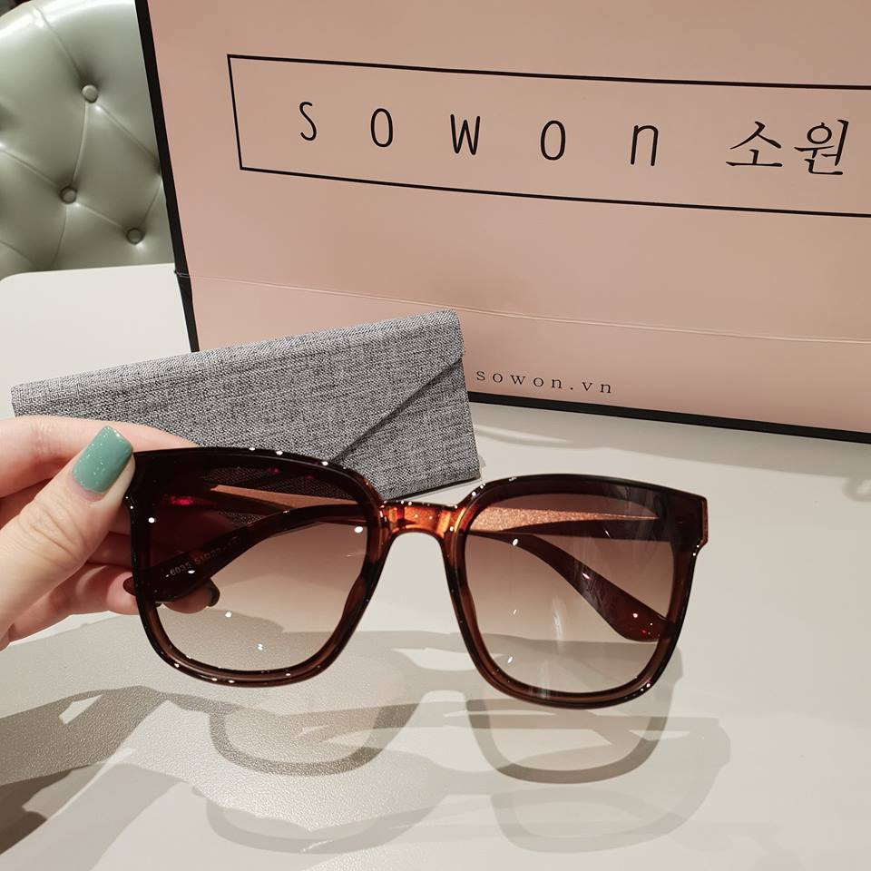 Kính mát nam nữ Trangnâu chống UV400, thiết kế mắt vuông dễ đeo, màu sắc thời trang 6035 nâu đậm