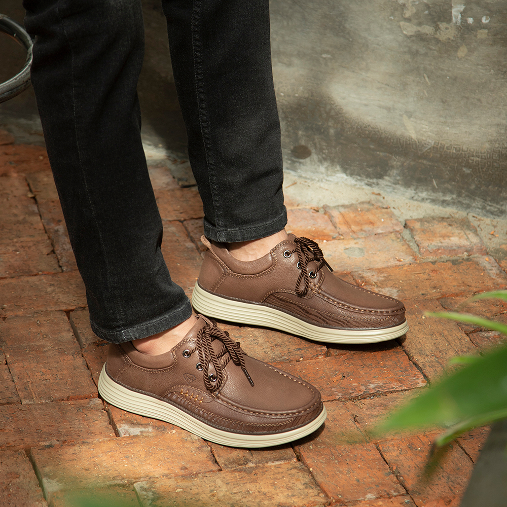 Giày da nam MULGATI Casual da bò cao cấp buộc dây da sần - 203128