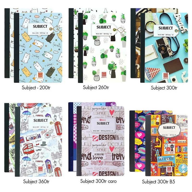 Sổ bìa bồi A4 Hồng Hà 200 / 300 / 400 trang / Sổ may dán gáy kẻ ngang có lề 4530 / 4532 / 4536 / 4586 / 4604 - 1 quyển