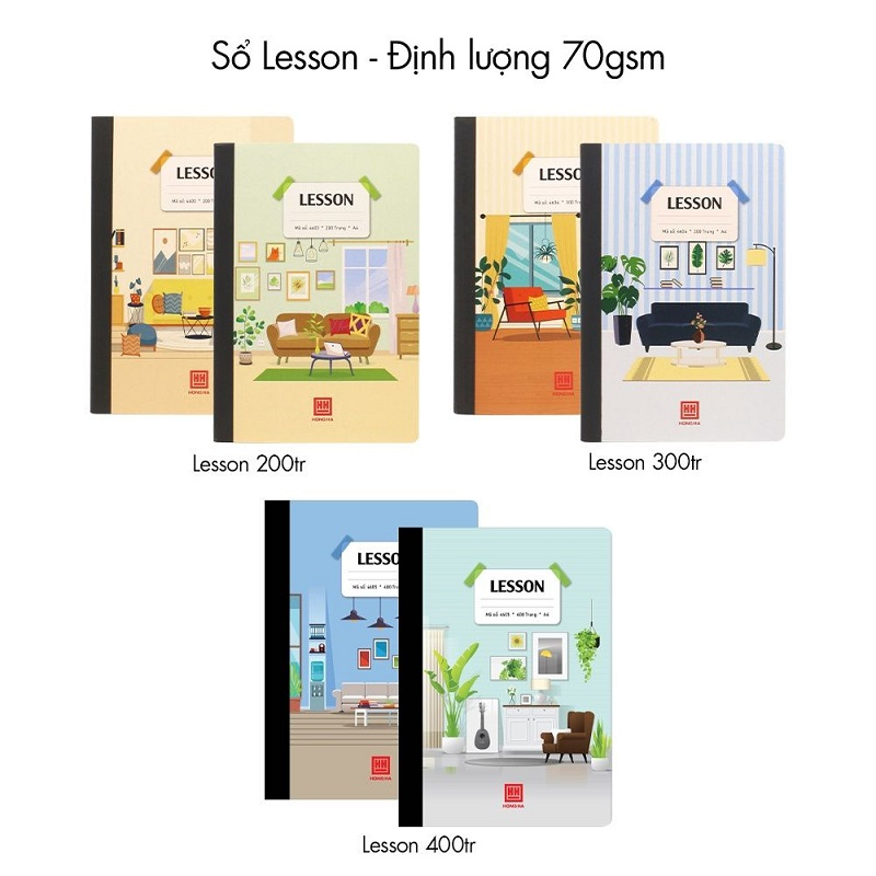 Sổ bìa bồi A4 Hồng Hà 200 / 300 / 400 trang / Sổ may dán gáy kẻ ngang có lề 4530 / 4532 / 4536 / 4586 / 4604 - 1 quyển