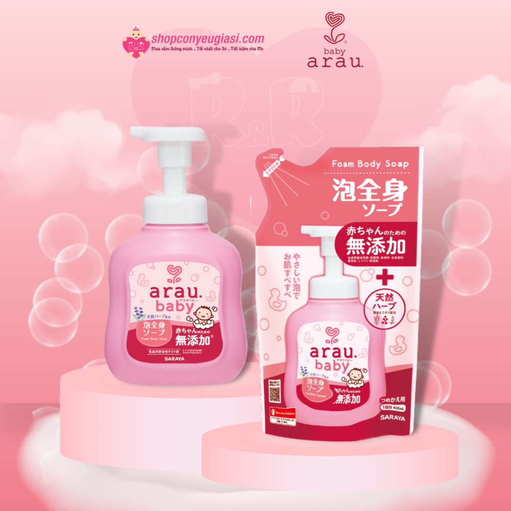 Sữa Tắm gội Arau Baby Thảo Mộc ( chai 450ml và túi 400ml) - Nhật Bản