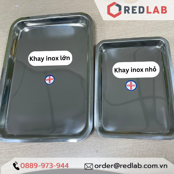 Khây inox chữ nhật, khay đựng dụng cụ thí nghiệm 17*22cm, 22*32cm