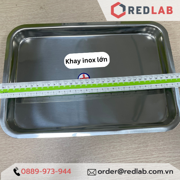 Khây inox chữ nhật, khay đựng dụng cụ thí nghiệm 17*22cm, 22*32cm