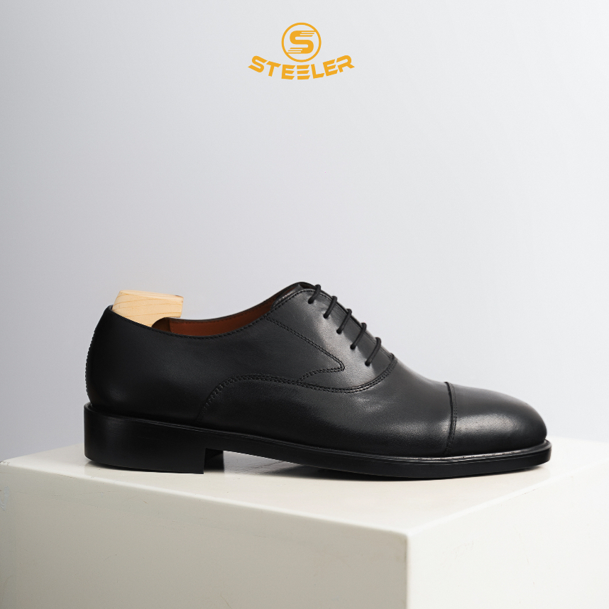 Giày Tây Cổ Thấp Nam Tây Oxford Da Bò Đen Cao Cấp Phong Cách Lịch Lãm - Thương Hiệu Steeler