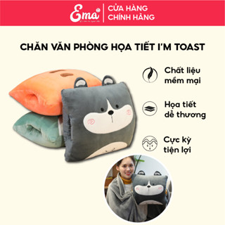 Chăn gối văn phòng luồn tay gấp gọn 3 trong 1 Ema vải nhung mềm mại không mùi - Đa chức năng gối tay, gối đầu, tựa lưng