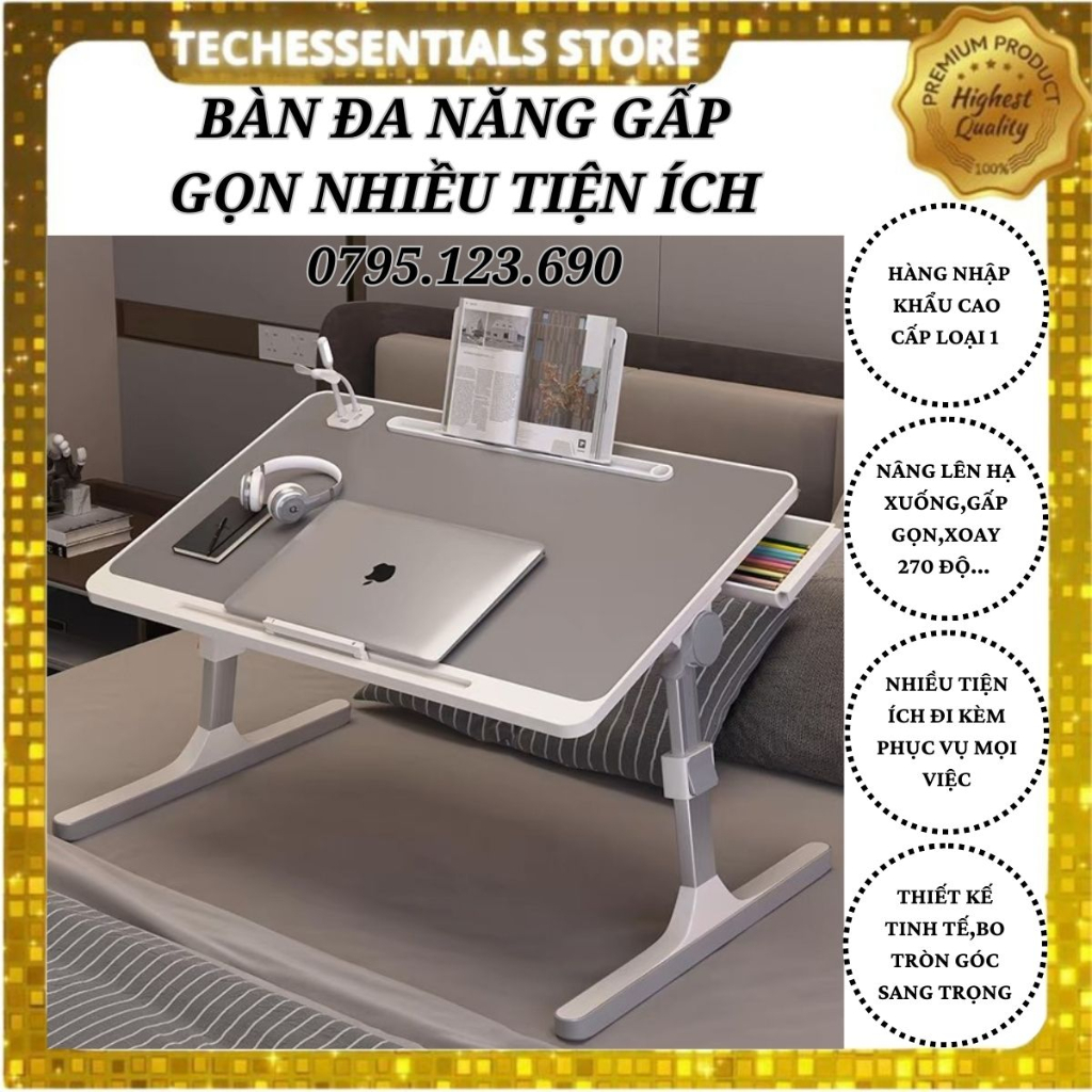 Bàn Học Thông Minh Gấp Gọn Kết Nối Ipad Và Có Ngăn Kéo, Bàn làm việc Đa Năng kèm đèn quạt, cổng sạc USB tiện ích