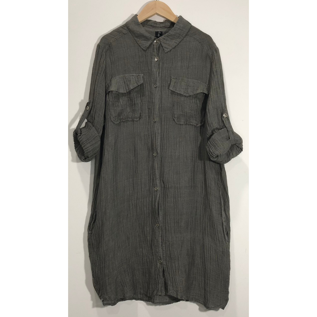 ÁO SƠ MI KIỂU NỮ PHOM DÀI THUN LINEN NHÚN CO GIẢN (M105A105)