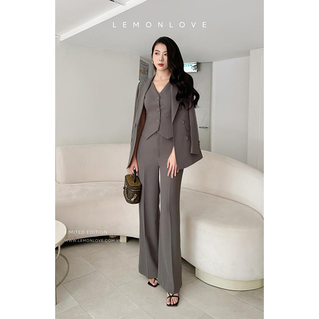 Áo vest nữ trẻ trung, tôn dáng + Áo Gile dáng ngắn vừa vặn + Quần dài ống rộng, xẻ gấu cá tính và hách dang