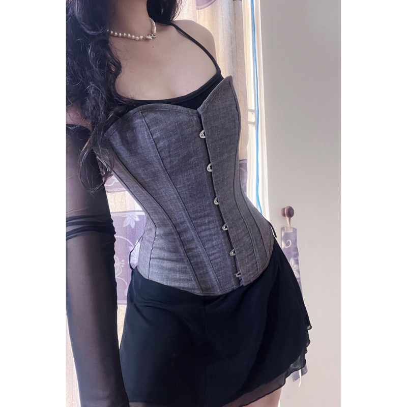 DENIM CORSET GHI RÚT DÂY SIẾT EO