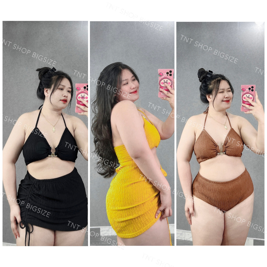 SET ĐỒ BƠI 3 MÓN CHÂN VÁY RÚT [TNT SHOP BIGSIZE 60KG 90KG] | BigBuy360 - bigbuy360.vn