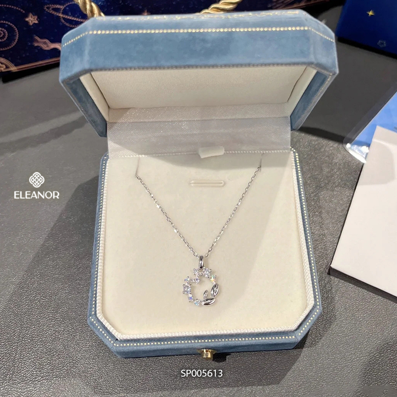 Dây chuyền nữ bạc 925 Eleanor Accessories mặt hình vòng tròn đính đá phụ kiện trang sức 5613
