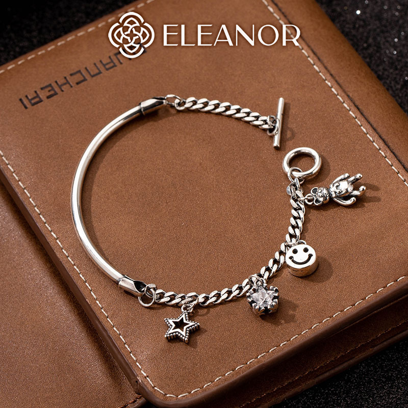 Vòng tay nữ mạ bạc Eleanor Accessories hình ngôi sao mặt cười phụ kiện trang sức 5612