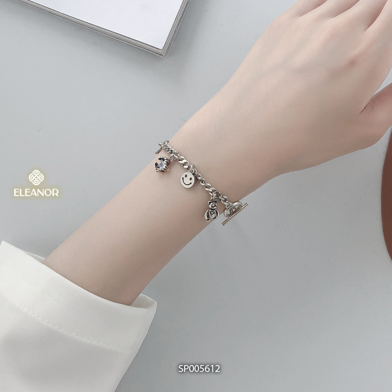 Vòng tay nữ mạ bạc Eleanor Accessories hình ngôi sao mặt cười phụ kiện trang sức 5612