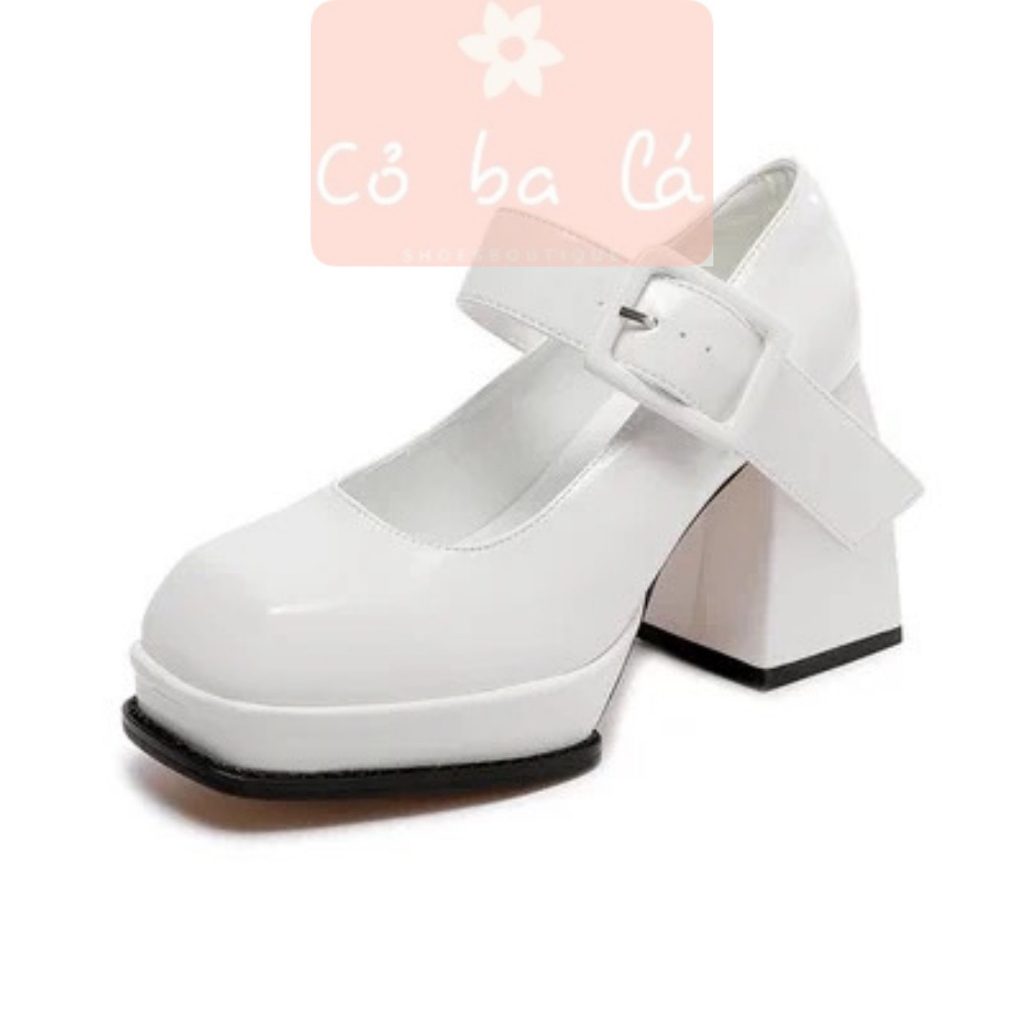 GIÀY THỜI TRANG COBALA SHOES  - SỤC NỮ BÍT MŨI ĐÚP CAO DA BÓNG - GIÀY CAO GÓT KHÓA VUÔNG G23041600