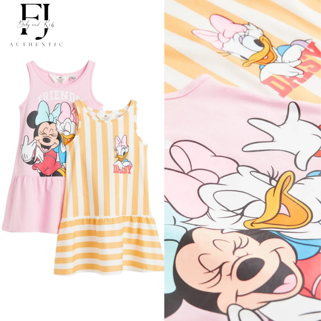 Váy sát nách bé gái chính hãng HM, váy sát nách họa tiết minnie cho bé 2-8 tuổi Auth