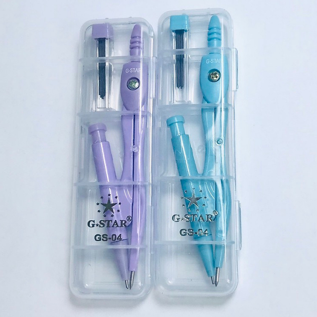 Compass G-star GS04 Hộp Nhựa, Tặng Tuýp Ruột Chì (Màu Ngẫu Nhiên) - VPP Happy Kids