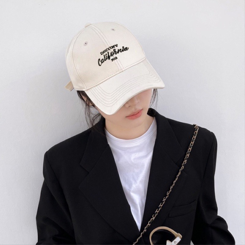 Mũ Lưỡi Trai Unisex Nam Nữ Thêu Hình Chữ CALIFORNIA Phong Cách Hàn Quốc BIBIANE ACCESSORIES