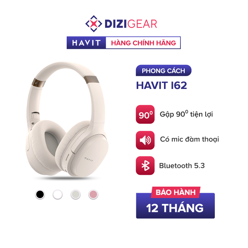  Tai Nghe Bluetooth Headphone HAVIT i62, BT 5.3, Nghe Đến 20H BH 12 Tháng Dizigear