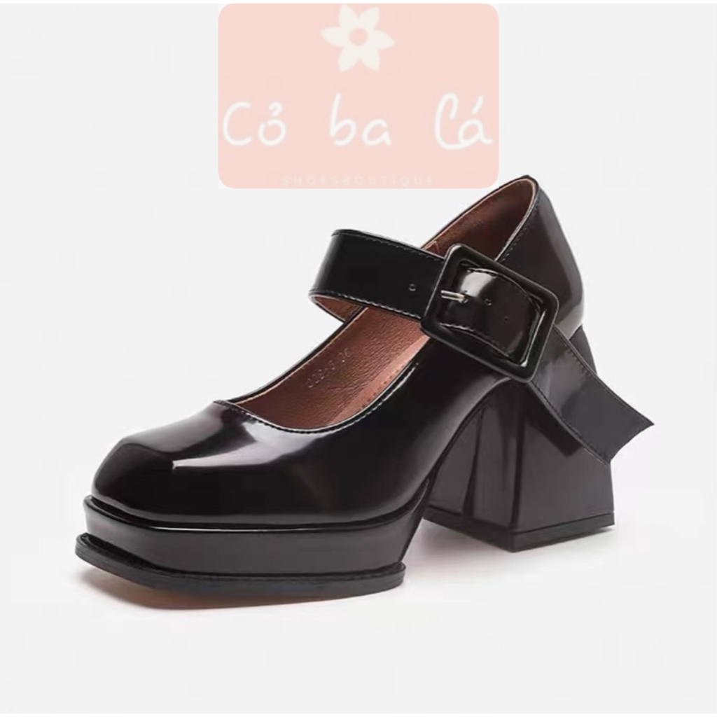 GIÀY THỜI TRANG COBALA SHOES  - SỤC NỮ BÍT MŨI ĐÚP CAO DA BÓNG - GIÀY CAO GÓT KHÓA VUÔNG G23041600